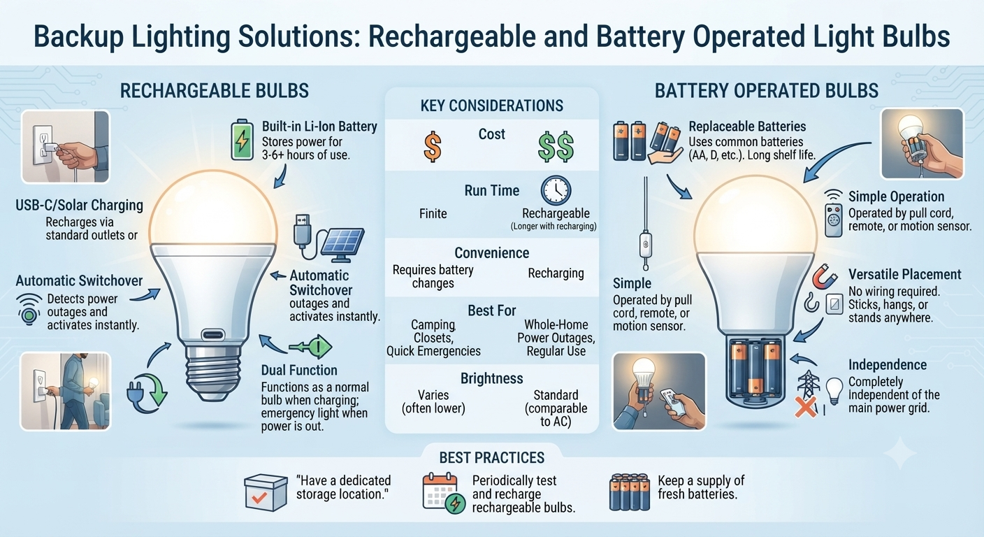 Backup Lighting Solutions: Rechargeable and Battery Operated Light Bulbs