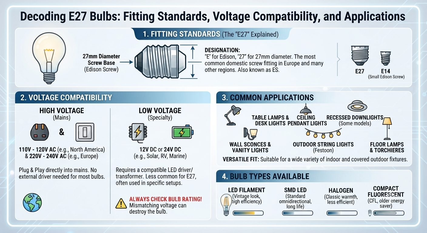 Decoding E27 Bulbs: Fitting Standards, Voltage Compatibility, and Applications