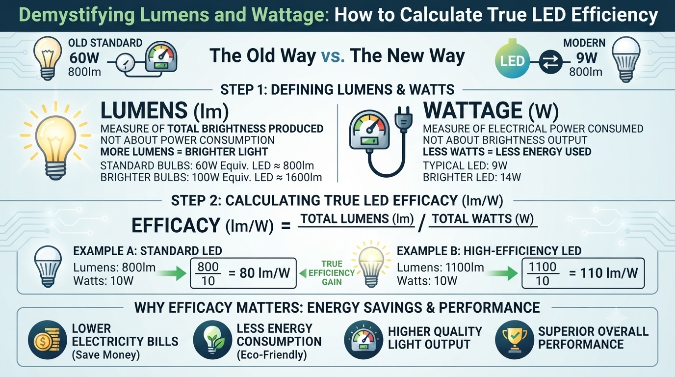 Demystifying Lumens and Wattage: How to Calculate True LED Efficiency